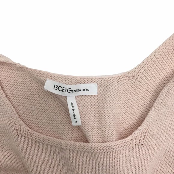 BCBGeneration Pink Short Puff Sleeve Cropped Sweater Scoop Neck Womens Medium M - Picture 6 of 6